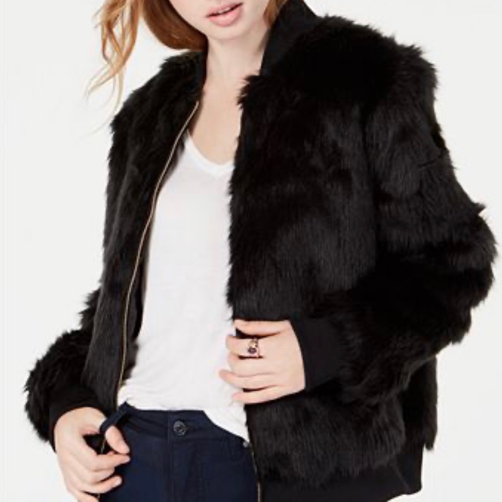 Faux fur coat. Faux-fur bomber